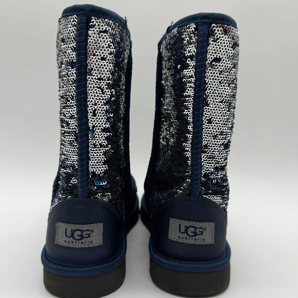 UGG Classic Short Sparkles Women's Sequins Boots Deep Blue Size 8